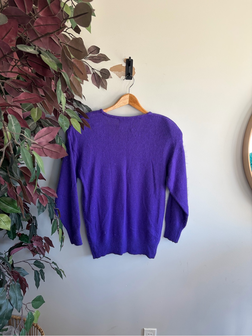 Purple Embellished V-Neck silk Sweater - , Women Sweaters - Picture 3 of 3